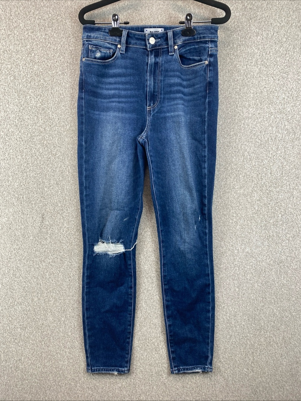 PAIGE Margot Ankle Skinny Jeans Size 28 Distressed Stretchy Mid Rise Inseam 27”